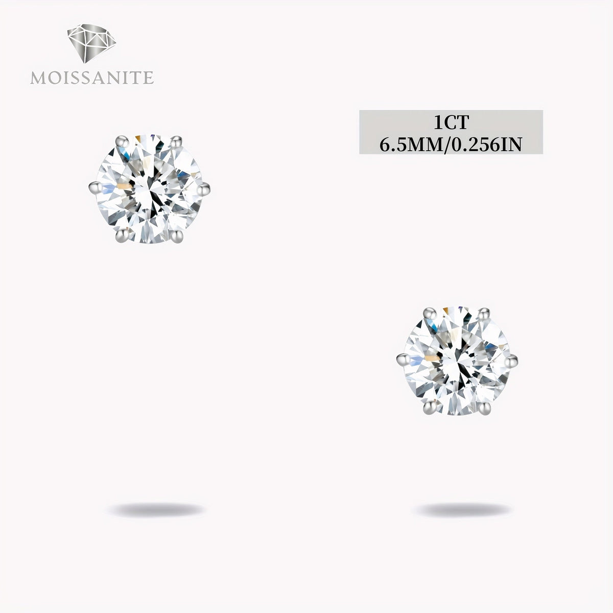Boucles d'oreilles puces en moissanite, couleur D, pureté VVS, taille ronde brillant, argent sterling 925 – Options de 1 ct à 10 ct, pochette en velours et chiffon de polissage inclus, cadeau idéal pour un anniversaire, Noël et la Saint-Valentin (4,25 g)