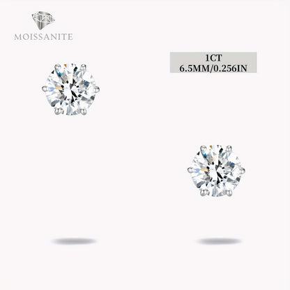 Boucles d'oreilles puces en moissanite, couleur D, pureté VVS, taille ronde brillant, argent sterling 925 – Options de 1 ct à 10 ct, pochette en velours et chiffon de polissage inclus, cadeau idéal pour un anniversaire, Noël et la Saint-Valentin (4,25 g)