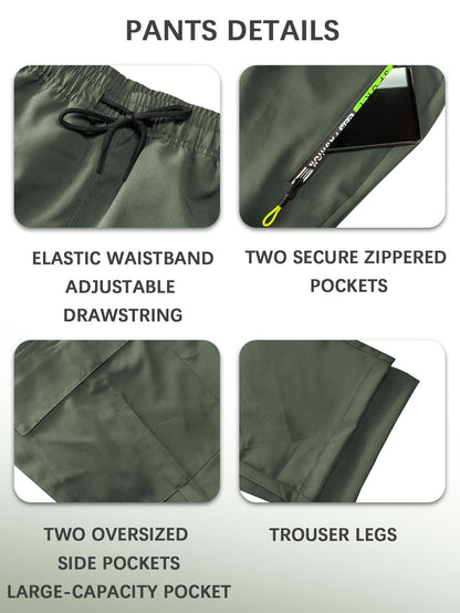 Pantalon cargo multipoches pour femme – Détails zippés vert néon, taille à cordon de serrage, pantalon outdoor pleine longueur pour le voyage, 4 coloris, tailles XS à XXL, streetwear décontracté printemps-automne