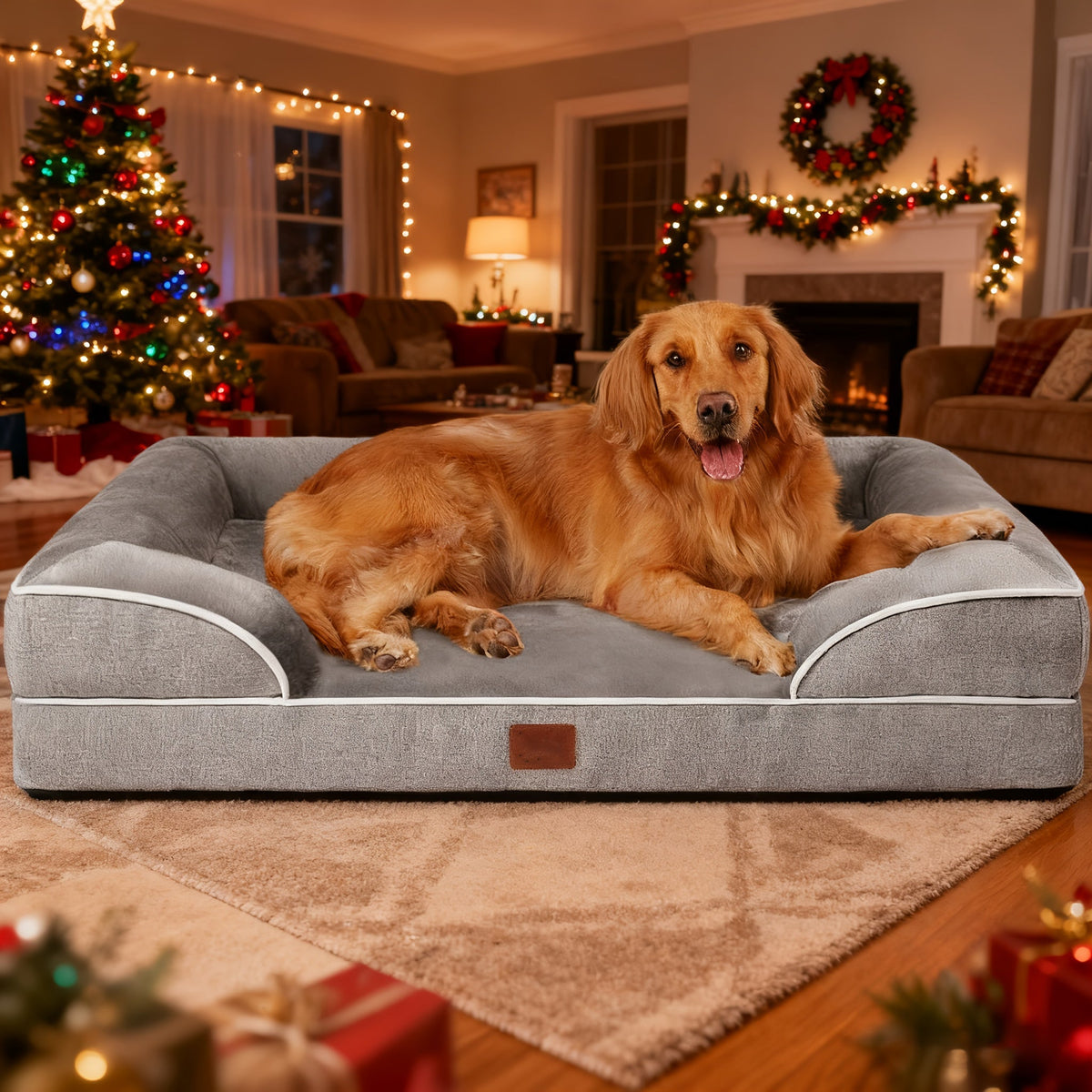 Panier pour chiens de grande et très grande taille – Canapé pour animaux lavable avec housse amovible et fond antidérapant, couchage confortable pour chiens et chats, gris, tailles multiples M-XXL