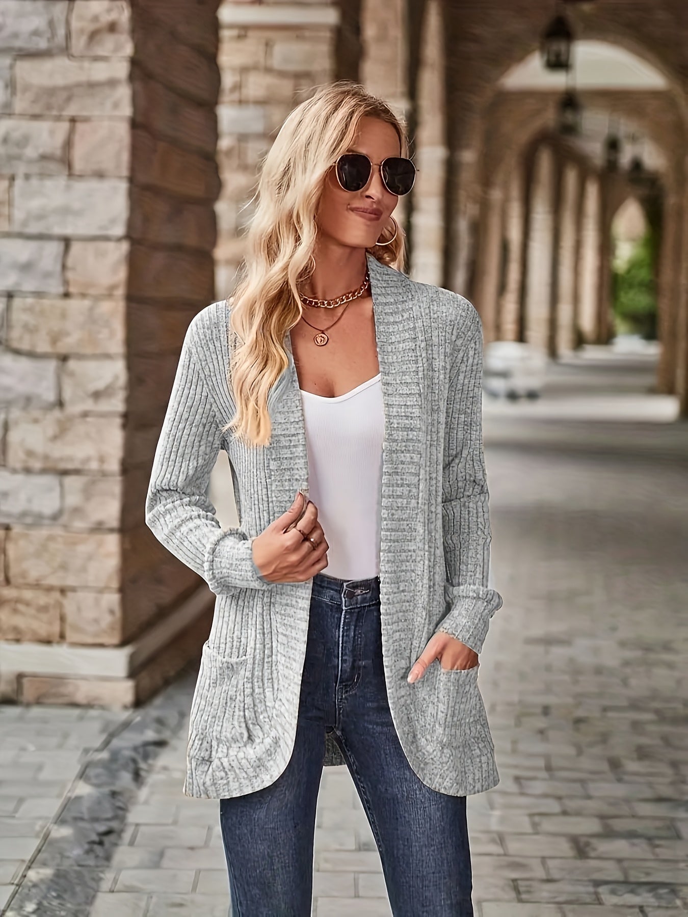 Women's Loose Casual Long Sleeve Blouse Solid Color Pocket Splicing Relaxed Fit Top 10 Colors S-XXL Spring Fall Everyday Wear