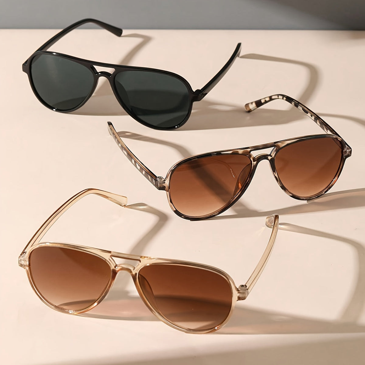 Lot de 3 paires de lunettes de mode pour femmes à double pont, style écaille, monture minimaliste et décontractée pour le quotidien