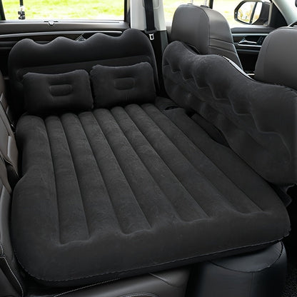 Matelas gonflable de voiture pour SUV et berline, matelas pneumatique floqué doux pour siège arrière, tapis de couchage pliable et portable pour camping, voyages et pique-niques – Pompe à air et sac de rangement inclus, noir, gris, beige, rose
