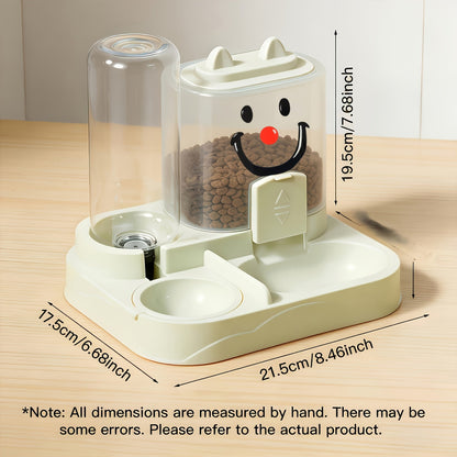 Distributeur automatique 2-en-1 de nourriture et d'eau pour chat – Design aux couleurs dopamine, séparation sec et humide, plastique transparent sans BPA, sans pile – Station d'alimentation et d'hydratation intérieure pour chats et chiens