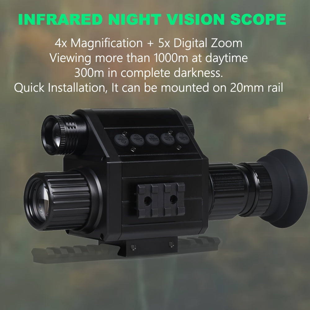 Lunette de vision nocturne numérique pour la chasse – Monoculaire infrarouge, zoom 5x, enregistrement vidéo HD 1080p, carte TF 32 Go et batterie 2600 mAh, réticule intégré pour la chasse, le camping et l'aventure en pleine nature
