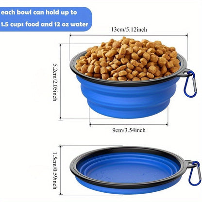 Lot de 6 bols de voyage pliables pour chien avec mousquetons – Gamelles portables pour nourriture et eau, idéales pour la randonnée, le camping et la promenade, conception durable, légère et compacte, couleurs vives