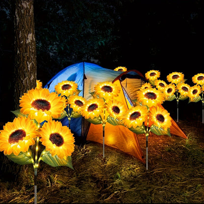 Lampes solaires tournesol pour jardin, éclairage décoratif étanche sur piquet pour allée, pelouse, patio, cour et parterre de fleurs, allumage/extinction automatique, décoration de jardin solaire, lot de 1 ou 2