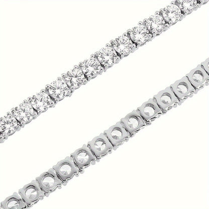 Bracelet tennis en argent sterling 925 et moissanite pour femmes et hommes – Bracelet hip-hop de luxe style zircon cubique, tailles 15 à 23 cm, cadeau d'anniversaire ou de mariage