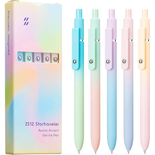 Stylos gel rétractables, pointe fine 0,5 mm, encre noire – Couleurs dégradé Aurore et macaron, stylos à séchage rapide pour une écriture fluide, parfaits pour le bureau, l'école, le journalisme et les cadeaux, fournitures scolaires de rentrée