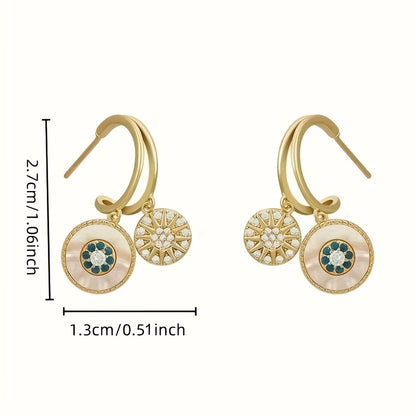 Boucles d'oreilles pendantes bohèmes vintage pour femmes - Boucles d'oreilles pendantes en zircone cubique plaqué or 18 carats avec crochets en argent sterling 925, bijoux fantaisie bohèmes élégants pour le quotidien, cadeau parfait pour elle