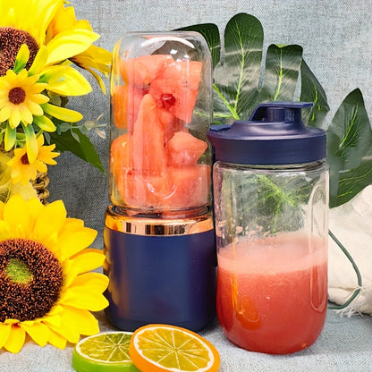 Mixeur personnel portable rechargeable par USB 1500 mAh – Blender à smoothies pour fruits et légumes en ABS de qualité alimentaire avec double tasse, mini mixeur multifonction pour la maison, les voyages et la salle de sport, coffret cadeau inclus