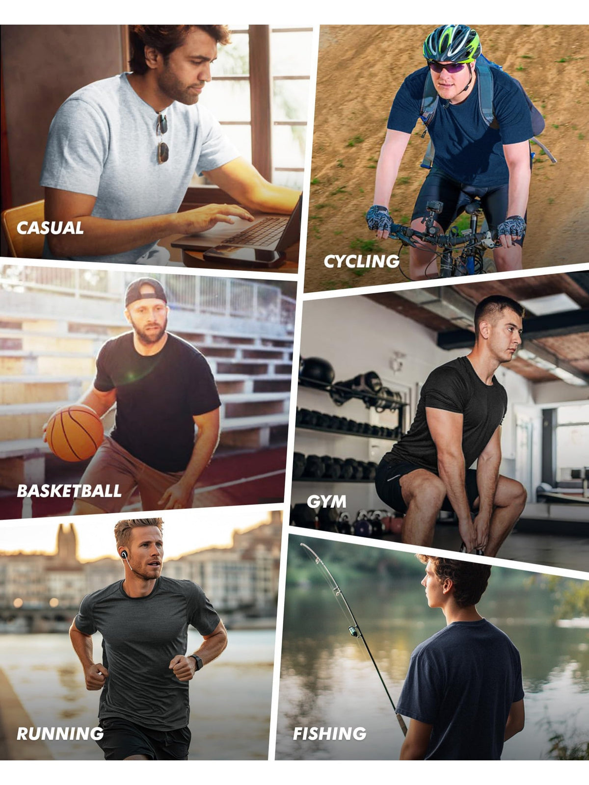 Lot de 7 t-shirts de sport à séchage rapide pour homme - Hauts de sport anti-transpiration pour la course, la musculation, le tennis et la salle de sport, S-XXL