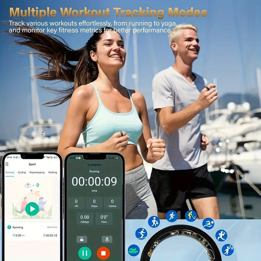 Smart Ring Fitness Tracker for Women Men Step Counter Calories HRV Stress Monitor Heart Rate 100+ Sports Modes IP68 Waterproof Health Ring iPhone Android Compatible