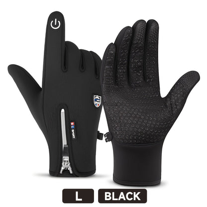 Gants de sport d'hiver coupe-vent et imperméables avec écran tactile et adhérence antidérapante – Gants chauds pour le cyclisme et le ski pour hommes et femmes, 100 % polyester, fermeture éclair, tailles M-XL