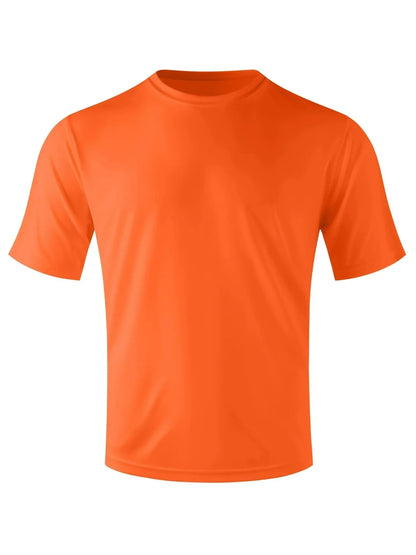 Lot de 3 t-shirts de sport pour homme, col rond, manches courtes, séchage rapide, protection UPF 50+, évacuation de l'humidité, kaki/orange/jaune, tailles S-3XL pour natation, plage, sports en plein air, pêche, randonnée