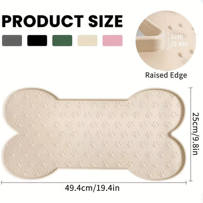 Tapis de nourrissage en silicone pour chiens – Tapis de gamelle antidérapant et imperméable facile à nettoyer – Sets de table pour gamelles d'eau et de nourriture pour chiens en noir, abricot, rose et gris