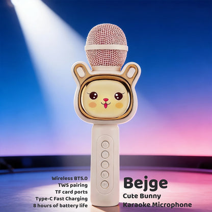 Microphone karaoké sans fil 5-en-1 avec haut-parleur intégré, lumières LED et changeur de voix – Micro de chant Bluetooth portable pour fêtes, réunions de famille, voyages et activités en plein air, 10 couleurs