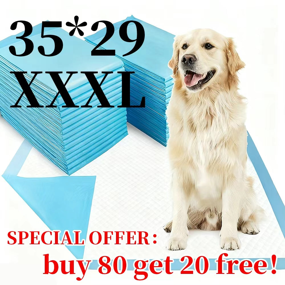 Alèses pour chiens XXXL, pack bonus 80+20 – 100 alèses jetables d'apprentissage, 6 couches, anti-odeurs et anti-fuites, pour chiens de petite et grande taille et chiens âgés, deux dimensions au choix : 58x58 cm ou 74x89 cm.