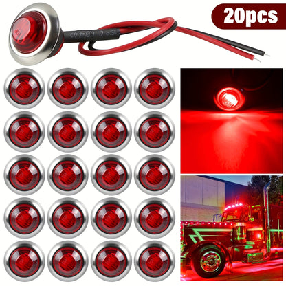 Lot de 20 feux de courtoisie LED pour bateau, 12 V CC, 3 LED, feux de gabarit latéraux pour tableau arrière, poupe et pont de yacht, feux de navigation ronds submersibles en rouge, vert, bleu, blanc et jaune, base en acier inoxydable