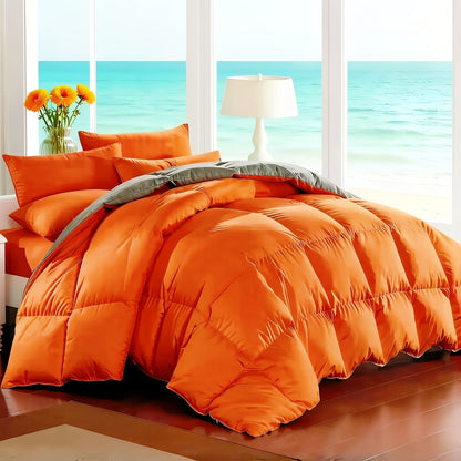 Ensemble de literie 7 pièces pour lit Queen/King – Parure de lit en microfibre douce à plis pincés, comprenant une couette, un drap-housse, un drap plat et 4 taies d'oreiller, ensemble de literie toutes saisons pour la maison et le dortoir