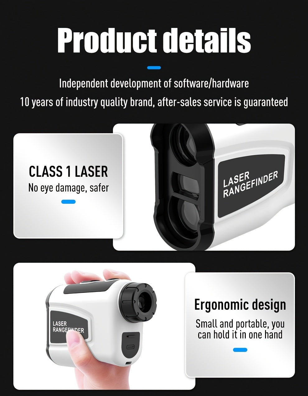 Télémètre laser de golf 1200 yards – Grossissement 6,5x, compensation de pente, verrouillage de drapeau HD, anti-vibration, rechargeable par USB, télémètre de golf haute précision à positionnement rapide, design élégant blanc