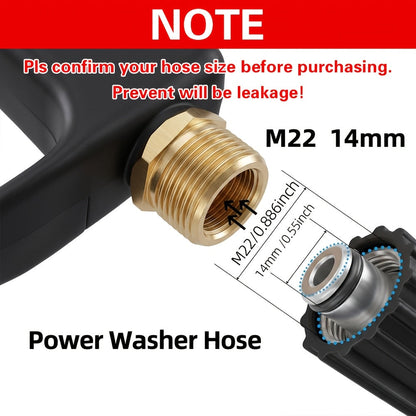 Pistolet pour nettoyeur haute pression 3000 PSI avec 5 buses, raccord rapide 1/4" et connecteur de tuyau M22-14 – Pistolet pulvérisateur pour lavage de voiture, irrigation de jardin et nettoyage de terrasse pour nettoyeurs haute pression