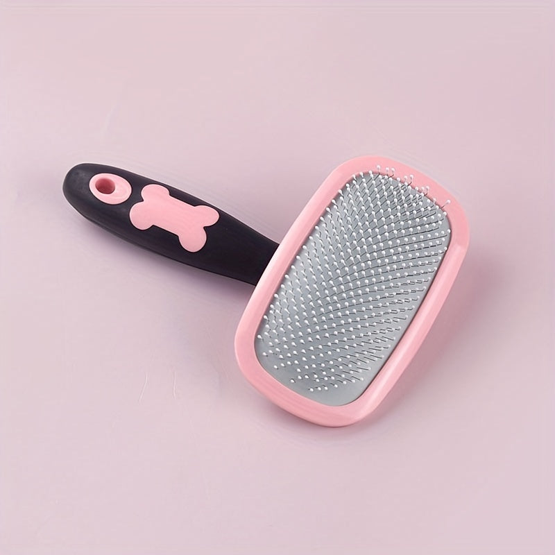 Peigne de toilettage pour animaux avec picots de massage - Brosse démêlante en acier inoxydable pour chiens et chats, élimine les nœuds et les poils morts, massage doux du cuir chevelu, grande taille (rose ou bleu)