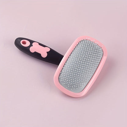 Peigne de toilettage pour animaux avec picots de massage - Brosse démêlante en acier inoxydable pour chiens et chats, élimine les nœuds et les poils morts, massage doux du cuir chevelu, grande taille (rose ou bleu)