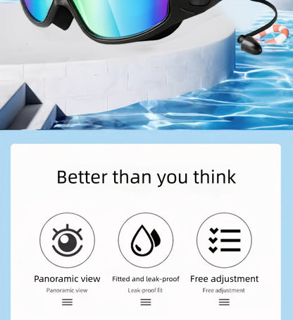 Lot de 2 lunettes de natation antibuée avec bouchons d'oreilles, pince-nez et sac étanche – Lunettes de natation avec protection UV pour hommes, femmes et adolescents, kit d'accessoires pour piscine extérieure et sports nautiques
