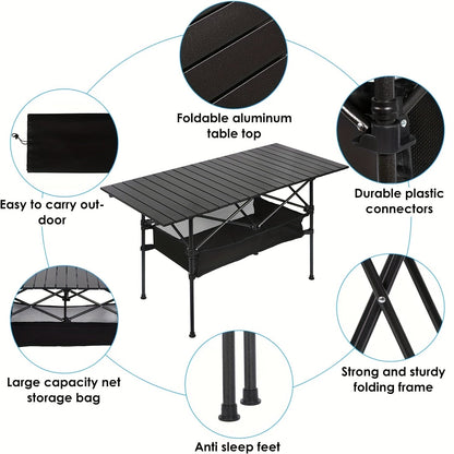 Table de camping pliante avec sac de transport – Table d'extérieur légère et portable, 3 tailles disponibles pour le camping, la plage, le pique-nique, le barbecue, le jardin, le bateau et les voyages, installation et rangement faciles