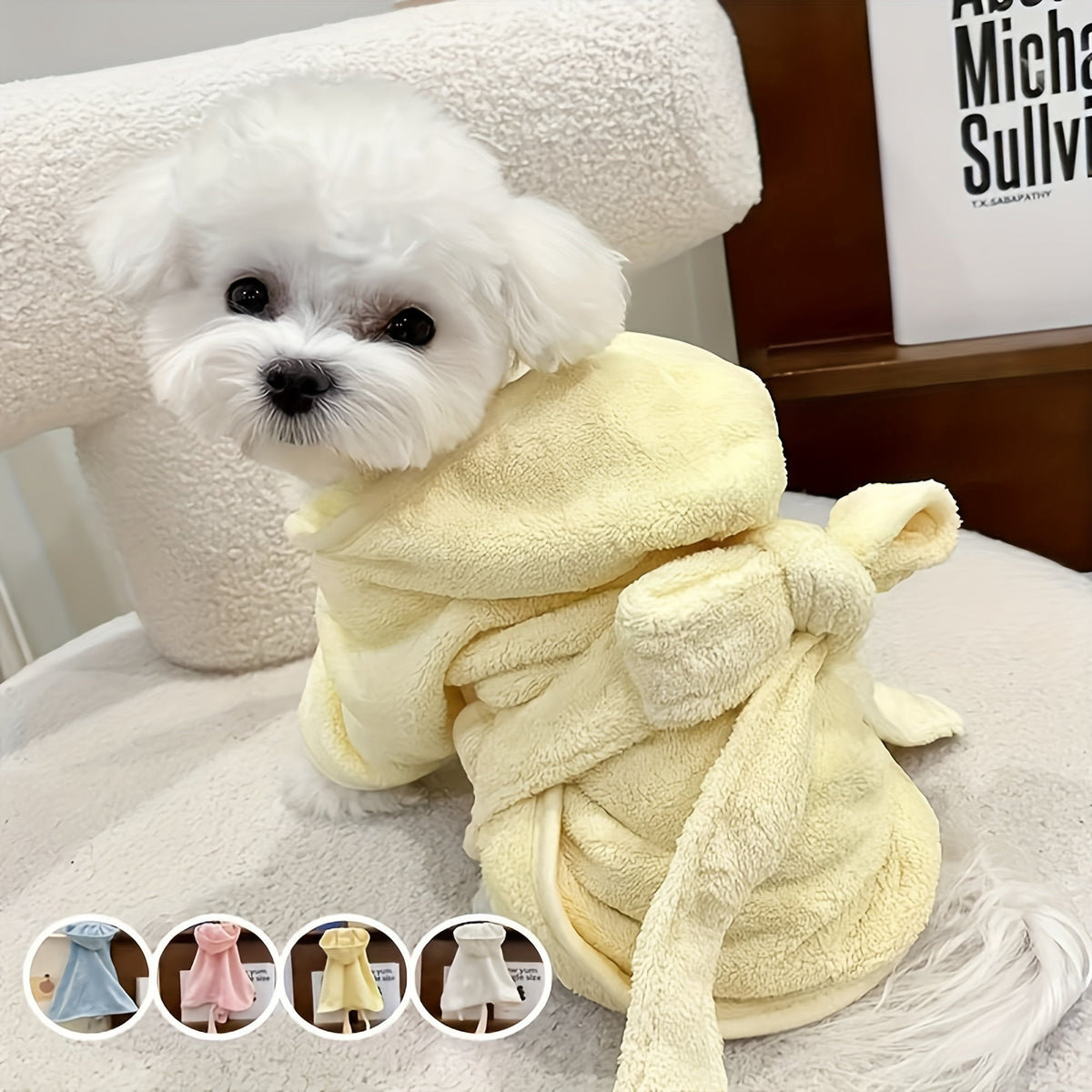 Peignoir ultra-absorbant pour chiens et chats - Serviette en microfibre douce à séchage rapide avec fermeture sécurisée pour petits chiens, chats et chatons, confort toutes saisons, 6 couleurs et tailles S M L