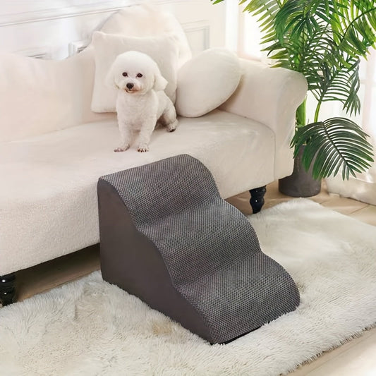 Dog Stairs for High Beds & Sofa Pet Steps Ramp Sponge Foam Slope for Small Dogs Cats Memory Rebound Density 28-32 Non-Slip Cat Stair 22.83x12.2x11.02 Inch Gray Green