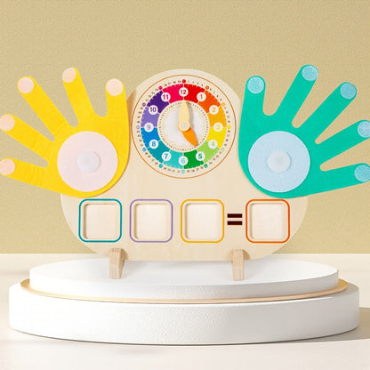 Wooden Clock Learning Toy for Kids – Clock Hands Finger Counting Math Tool for Teaching Time | Educational Toy for Toddlers & Preschoolers | Easter & Christmas Gift for Boys & Girls Ages 3+