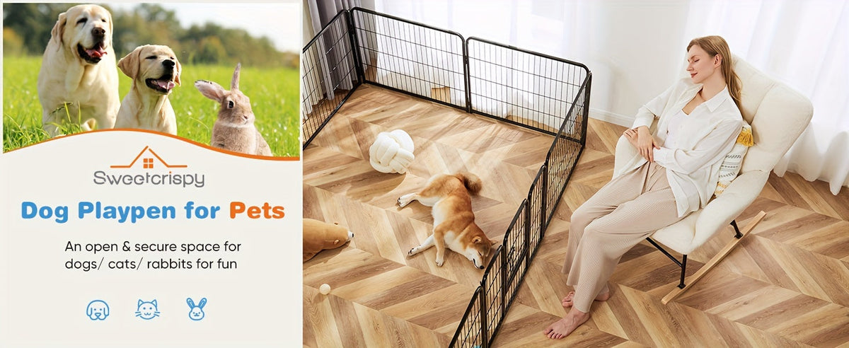 Parc pour chiens 8 ou 16 panneaux, chenil en métal à monter soi-même avec porte pour grands, moyens et petits chiens – 24, 32, 40 pouces, enclos pour chiots intérieur/extérieur, facile à assembler et à déplacer
