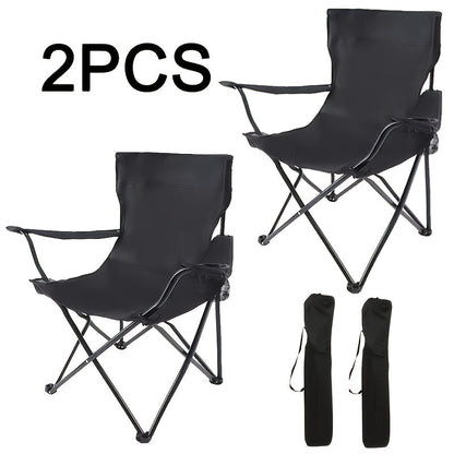 Lot de 2 chaises de camping pliables – Cadre en acier, tissu Oxford, porte-gobelets, sacs de transport portables pour barbecue en plein air, cour, plage, pique-nique, cadeau de vacances