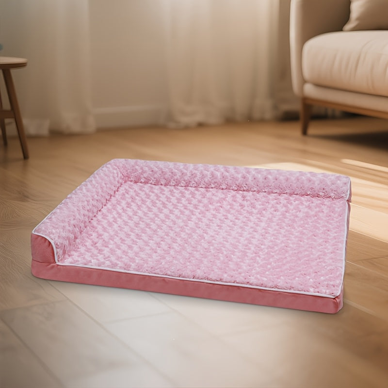 Canapé-lit pour grand chien en forme de L – Canapé pour animaux en tissu tricolore avec housse amovible et base antidérapante, lit orthopédique pour un sommeil profond, pour chiens de grande et moyenne taille