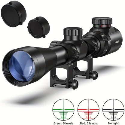 Lunette de visée 3-9x40 avec réticule illuminé rouge et vert – Lunette tactique en alliage d'aluminium renforcé avec système de montage à 4 trous pour la chasse, le tir et les activités en plein air