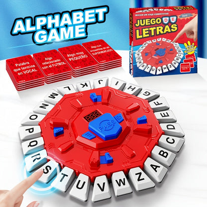 Spanish Alphabet Game for Kids - Fast-Paced Memory Matching Board Game with Round ABS Board, Countdown Timer, Colorful Letters & Cards - Educational STEM Toy for Family Party Game Night, Ages 4+