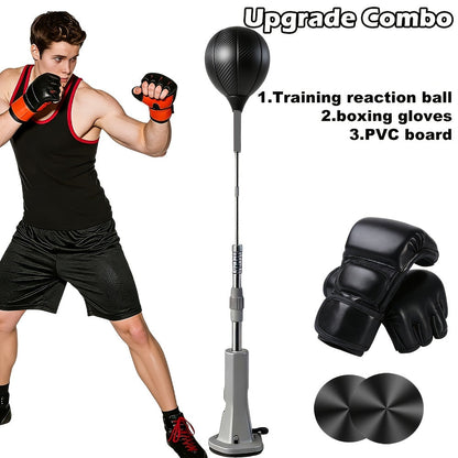 Punching-ball de réaction pour entraînement de boxe en intérieur, balle de vitesse – Bases à ventouse et adhésive, réglable, haute qualité renforcée, pour le fitness et la boxe, adultes et jeunes