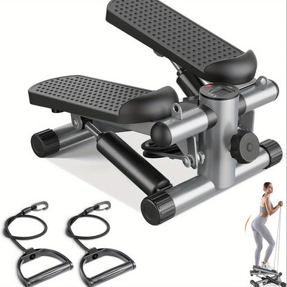 Mini stepper avec bandes de résistance – Stepper d'appartement portable pour entraînement à domicile, capacité de 135 kg, appareil de cardio complet pour jambes et bras