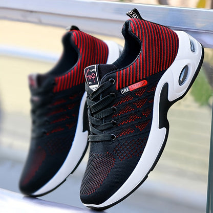 Baskets de sport à coussin d'air pour hommes – Chaussures décontractées à lacets respirantes avec semelle antidérapante, noir et blanc ou noir et bleu, pointures US 6,5–11,5, style urbain sportif