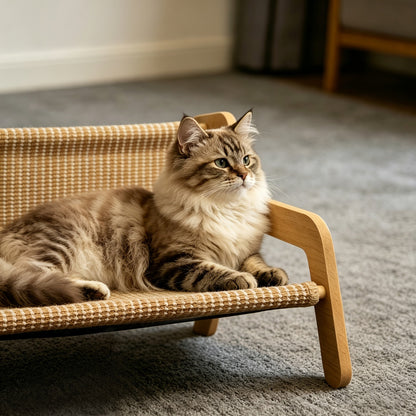 Grand hamac-lounge griffoir en sisal pour chats d'intérieur – Chaise griffoir pour chat, tapis à griffer et poteau en sisal, mobilier pour chat, lounge griffoir multifonction pour grands chats