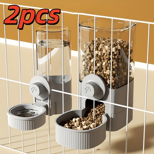 Ensemble mangeoire et abreuvoir à suspendre pour animaux – Distributeur automatique par gravité en 2 pièces pour chats, chiens et lapins, combiné bol de nourriture et d'eau à fixation pour cage, grande capacité