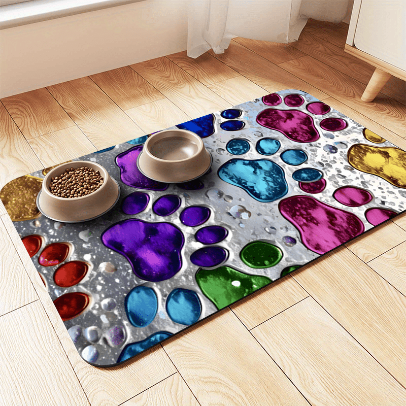 Tapis de nourrissage imperméable pour chiens et chats – Tapis de gamelle antidérapant et anti-écl aboussures, protecteur de sol absorbant à séchage rapide pour parquets et moquettes, tapis en polyester robuste pour mangeurs désordonnés et grandes races