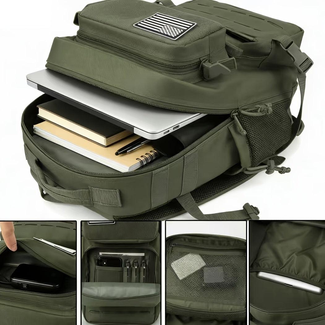 Sac à dos tactique MOLLE 25L pour ordinateur portable pour hommes et femmes – Sac militaire d'urgence, sac de randonnée avec double porte-gobelets, 9 couleurs, sac pour le bureau et les voyages en plein air