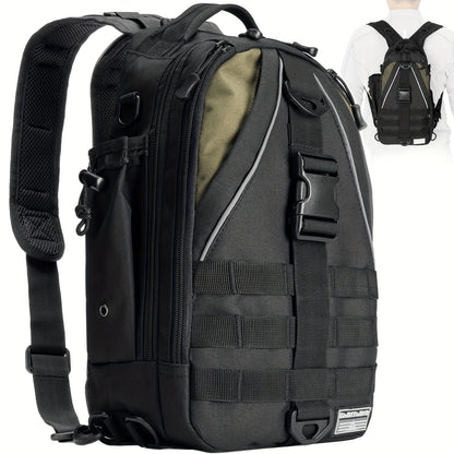 Sac à dos de pêche avec porte-canne – Sac bandoulière imperméable pour randonnée, pêche à la mouche, rangement de boîte à pêche, cadeau pour papa pêcheur