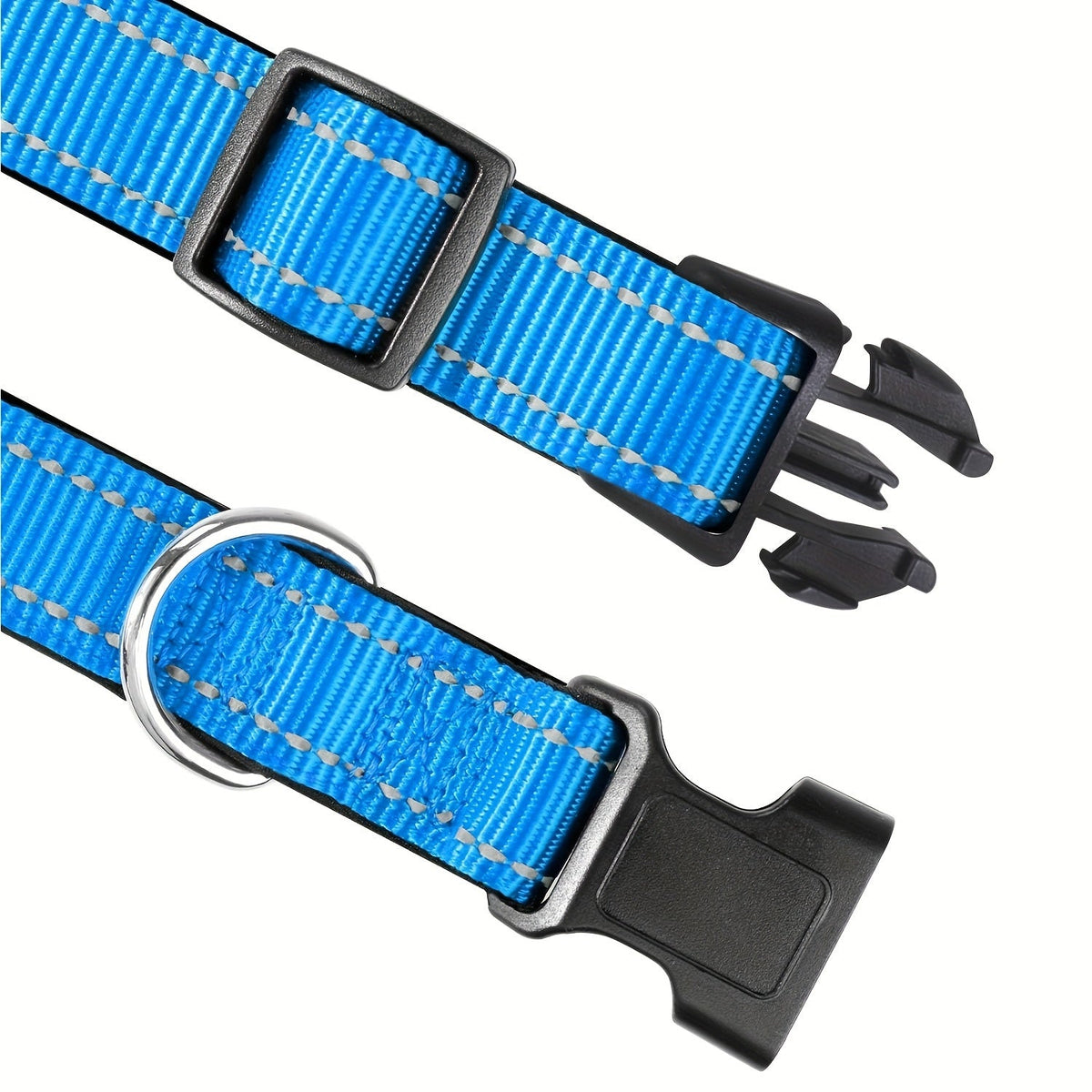Collier réfléchissant pour chien avec boucle à dégagement rapide – Collier rayé de 2,5 cm, rembourré en néoprène doux et respirant pour petits, moyens et grands chiens, polyester durable, tailles XS à XL, 8 couleurs vives