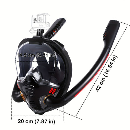Masque de plongée intégral – Vue panoramique HD à 180° avec système anti-fuite Dry Top, design respirant pour adultes, hommes et femmes, masque de plongée et d'apnée