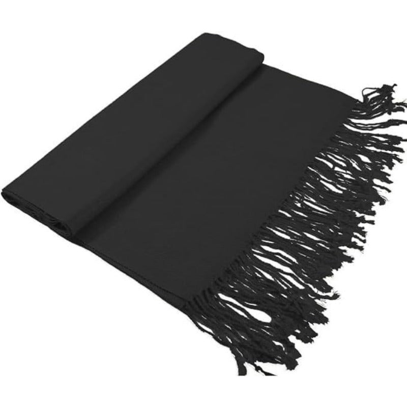 Châle pashmina doux et soyeux pour femme – Grande écharpe 70 x 200 cm avec extrémités à pompons, étole légère de couleur unie pour mariages, fêtes, hijab et usage quotidien, bleu marine et bleu sarcelle