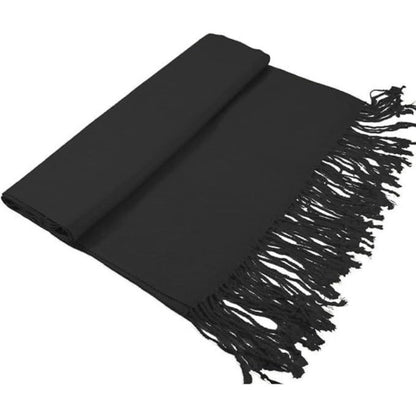 Châle pashmina doux et soyeux pour femme – Grande écharpe 70 x 200 cm avec extrémités à pompons, étole légère de couleur unie pour mariages, fêtes, hijab et usage quotidien, bleu marine et bleu sarcelle